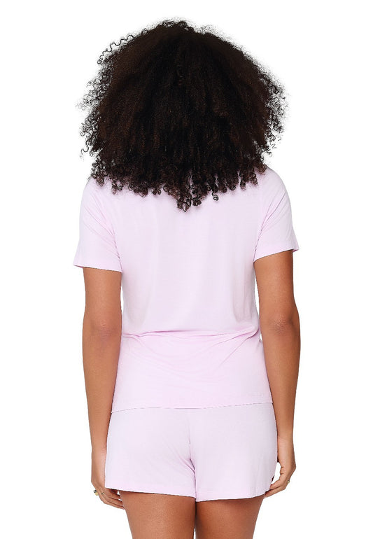 8413 Pastel Pink - Pyjama T-shirt + Short (bamboe)