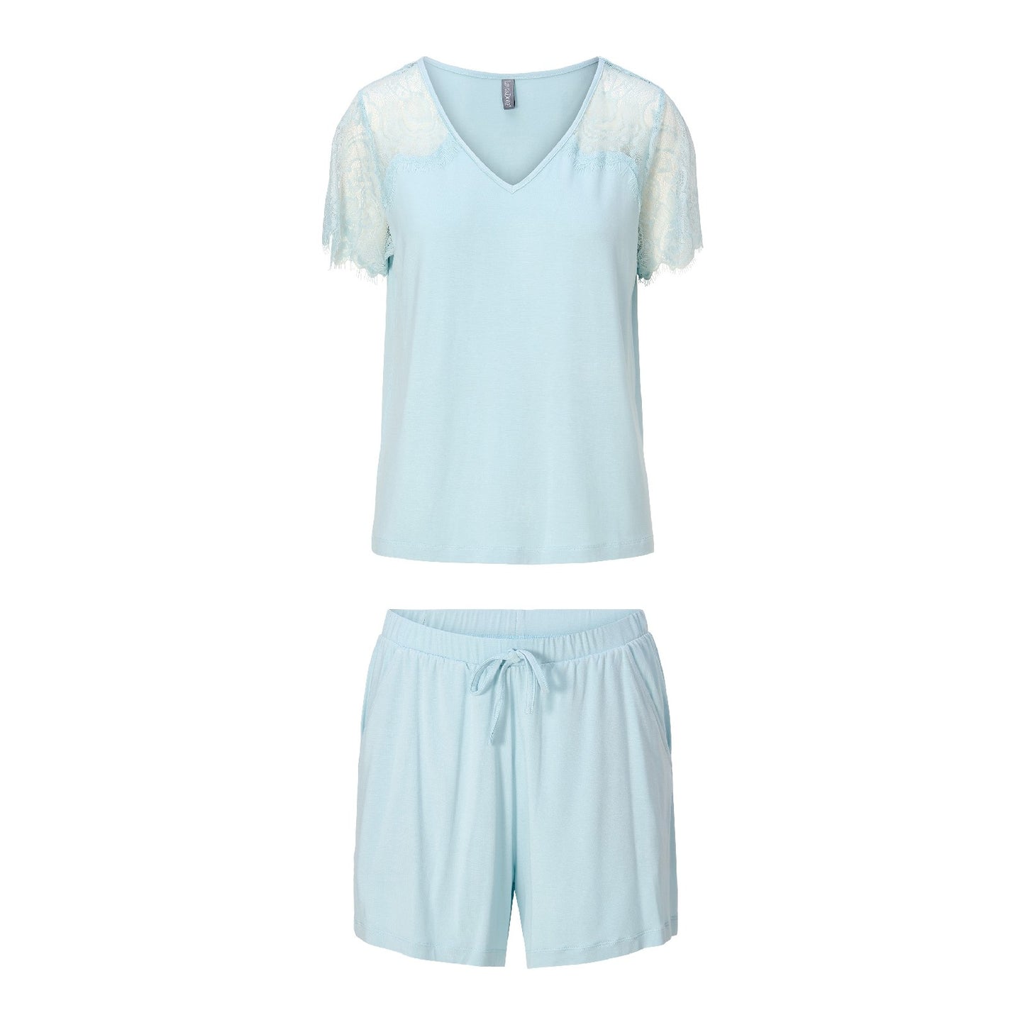 8411 Pastel Blue - Pyjama T-shirt + Short (bamboe)