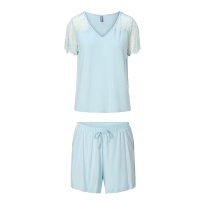 8411 Pastel Blue - Pyjama T-shirt + Short (bamboe)