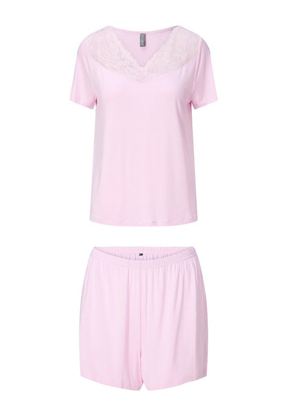 8413 Pastel Pink - Pyjama T-shirt + Short (bamboe)